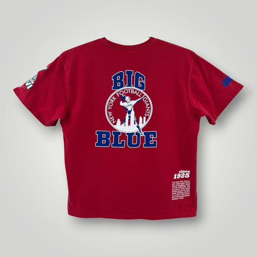 New York Giants Mitchell & Ness Shirt Mens 2XL NFL Throwbacks Big Blue Tee